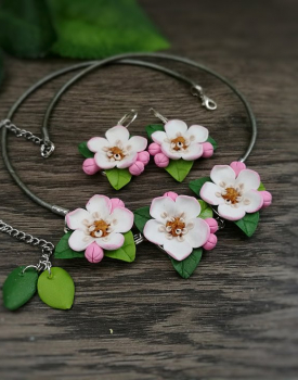 Polymer jewelry set "Apple blossom"
