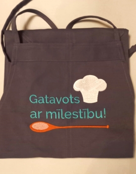 Priekšauts "Gatavots ar mīlestību" pelēks