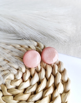 Stud earrings in salmon color - shiny