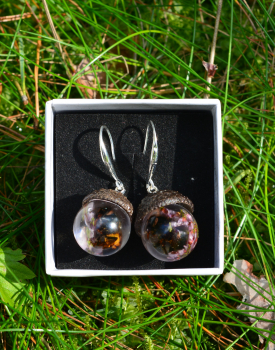 Earrings "Bees" with heather flowers