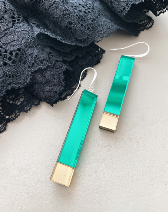 Mirror earrings &quot;Blink&quot; green