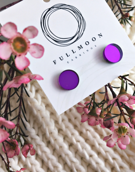Mirror earrings "Buttons" purple