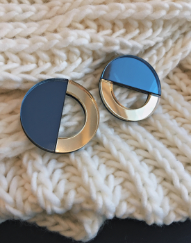 Mirror earrings "Half of Moon" bluish gray 