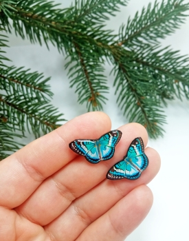 Earrings "Small butterfly"  sea blue