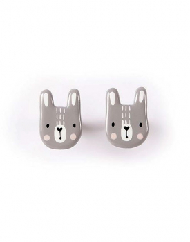 Porcelain earrings "Hare" white