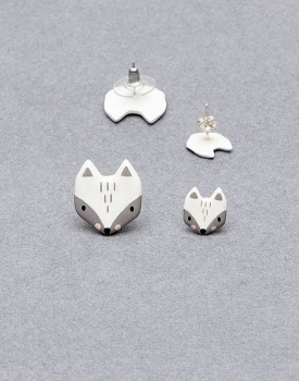Porcelain earrings "Fox" white