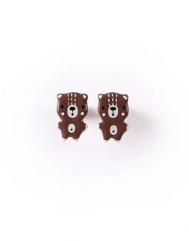 Porcelain earrings "Bear" brown