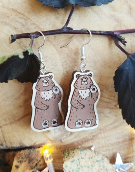 Wooden earrings "Bear" 