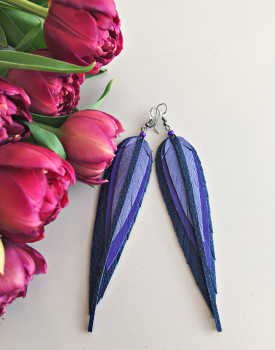 Leather earrings  - purple shine