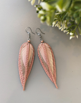 Leather earrings small - blush tones