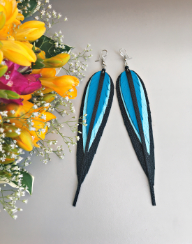Leather earrings "Blue lagoon"