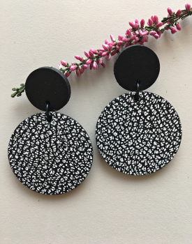 Leather earrings "Circles" black and white