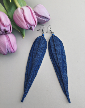 Leather earrings "Blue"