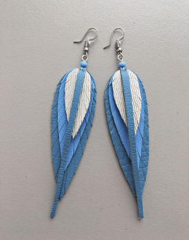 Leather earrings small - sky blue
