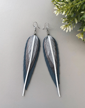 Leather earrings - grey