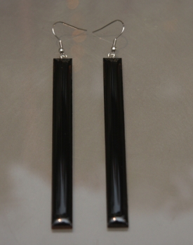 Rectangle long earrings - black