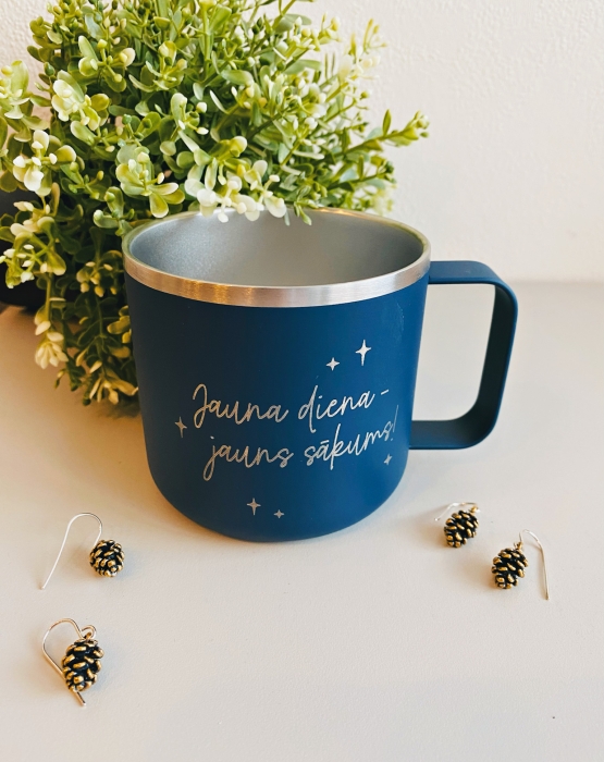 Metāla krūze &quot;Jauna diena - jauns sākums&quot; zila